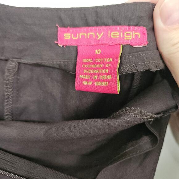 NWT! Sunny Leigh Midi Embroidered A Line Brown Skirt Size 10 Medium 100% Cotton - Picture 5 of 5